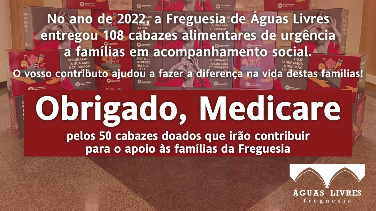 Agradecimento à Medicare pela doação de cabazes